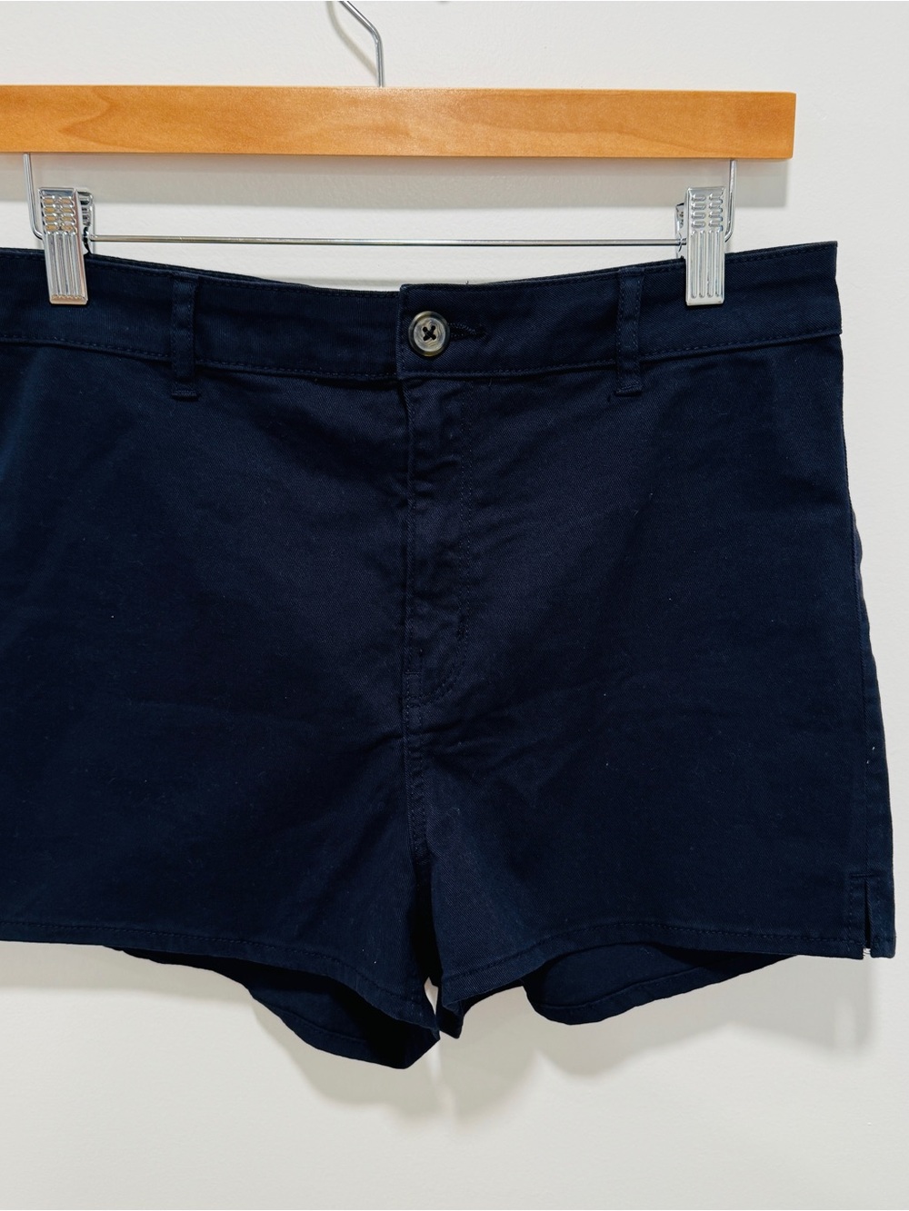H&M Women's Navy High-Waist Cotton Shorts